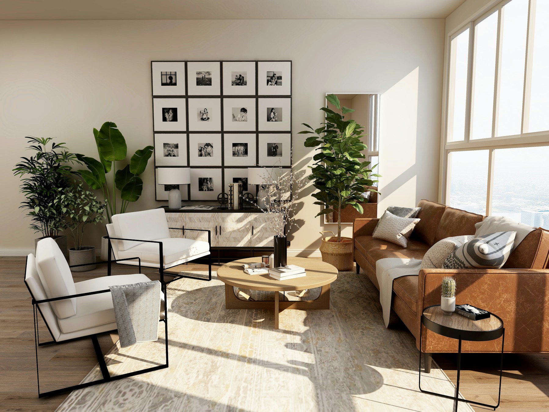 Bright furnished apartment living room